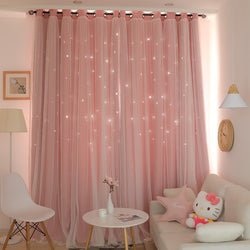 Hollow Star Thermal Insulated Blackout Curtains for Living Room Bedroom Window