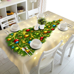 3D Tablecloth Merry Christmas Luminous Christmas Tree Pattern Waterproof Thicken