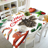 3D Tablecloth Merry Christmas Luminous Christmas Tree Pattern Waterproof Thicken